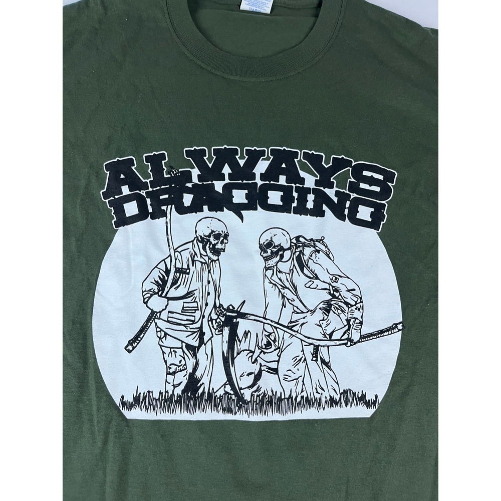Port Company Graphic T Dark Green Skeleton‎ Grim Reaper Always Dragging Large